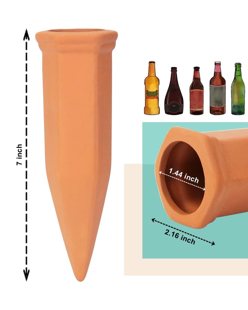 vensovo 10pcs Terracotta Watering Spikes - Automatic Self Watering Stakes, Plant Watering Devices for Wine Bottles Recycled Bottles, Clay Plant Garden Waterers for Vacations - Image 2